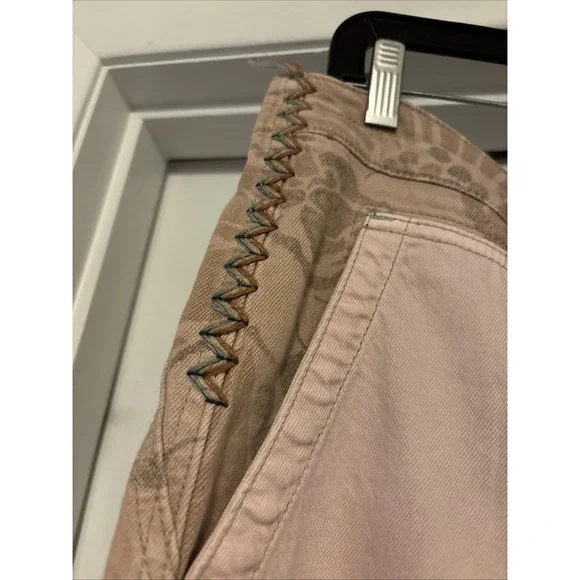 Anthropologie Pilcro The Camp Wanderer Jeans Pink Tan Patchwork Boho Festival 30 - Picture 6 of 9